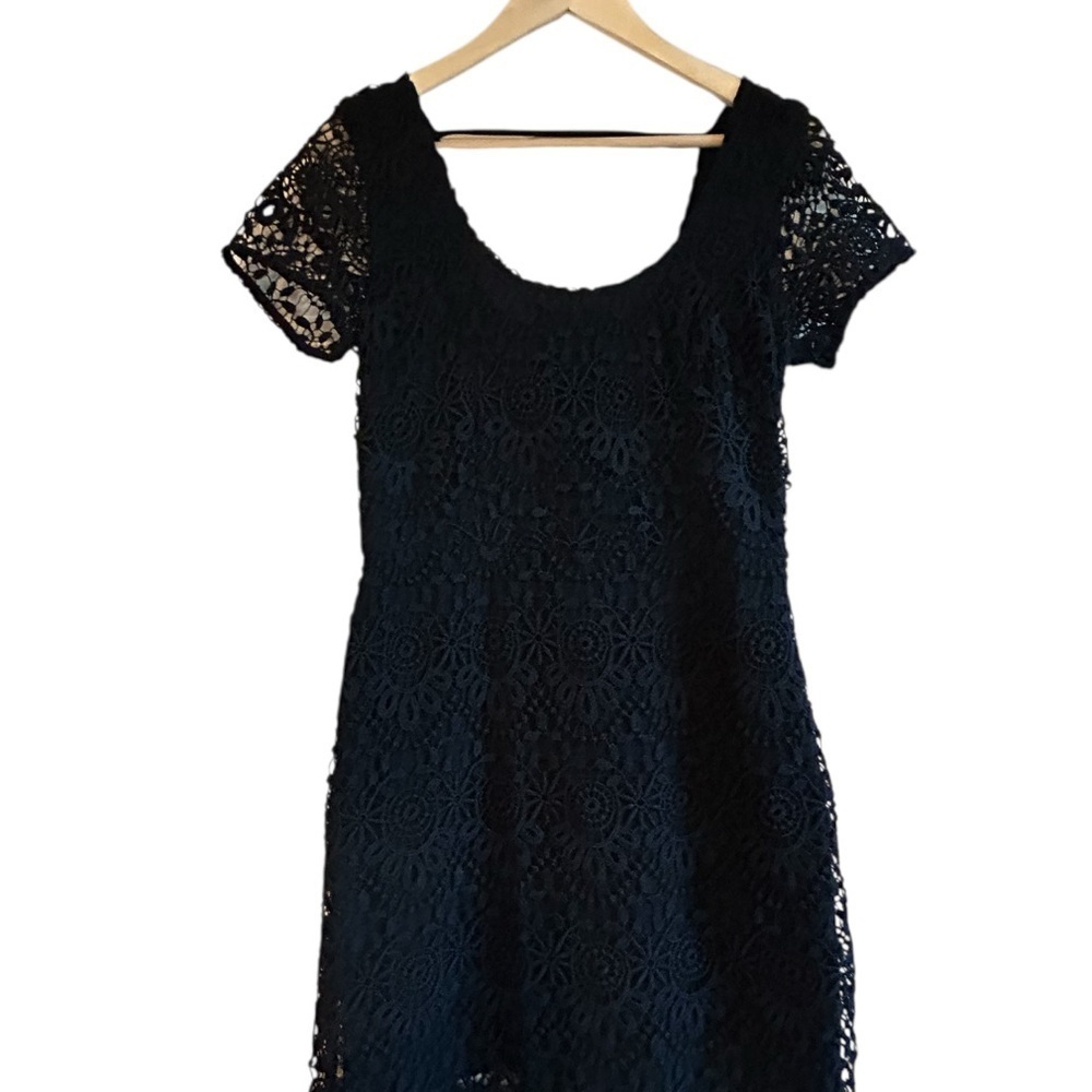 Hollister Boho Chic Western Black Lace Whimsigoth Crochet Mini Dress Size M - Picture 5 of 14